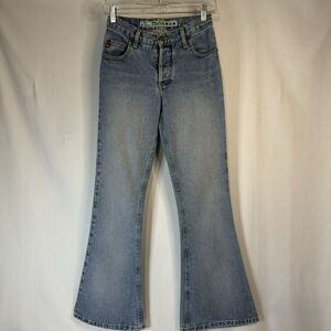 Vintage Mudd Bell Bottom Denim Jeans Light Wash 26” Waist Retro 90’s Y2K Girls